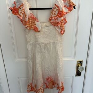 Anthropologie Cream Coverup with Orange Embroidery
